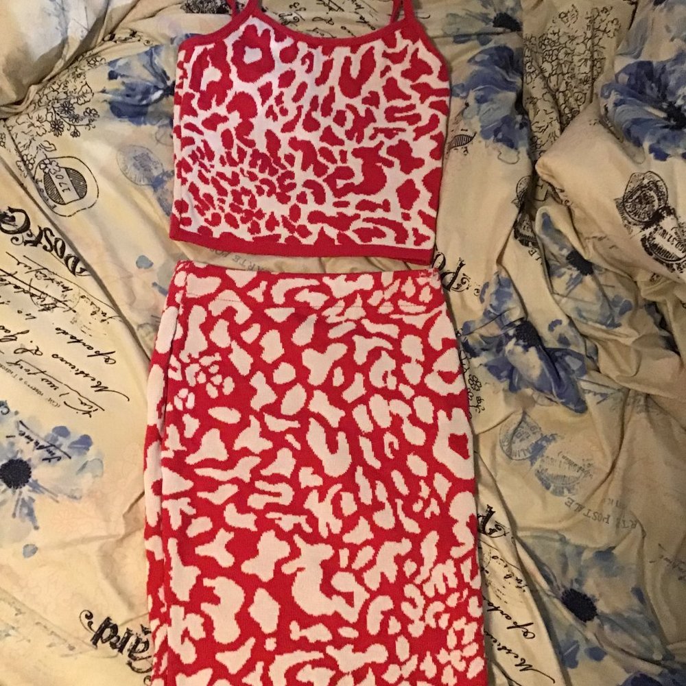 Pink and white cheetah print set